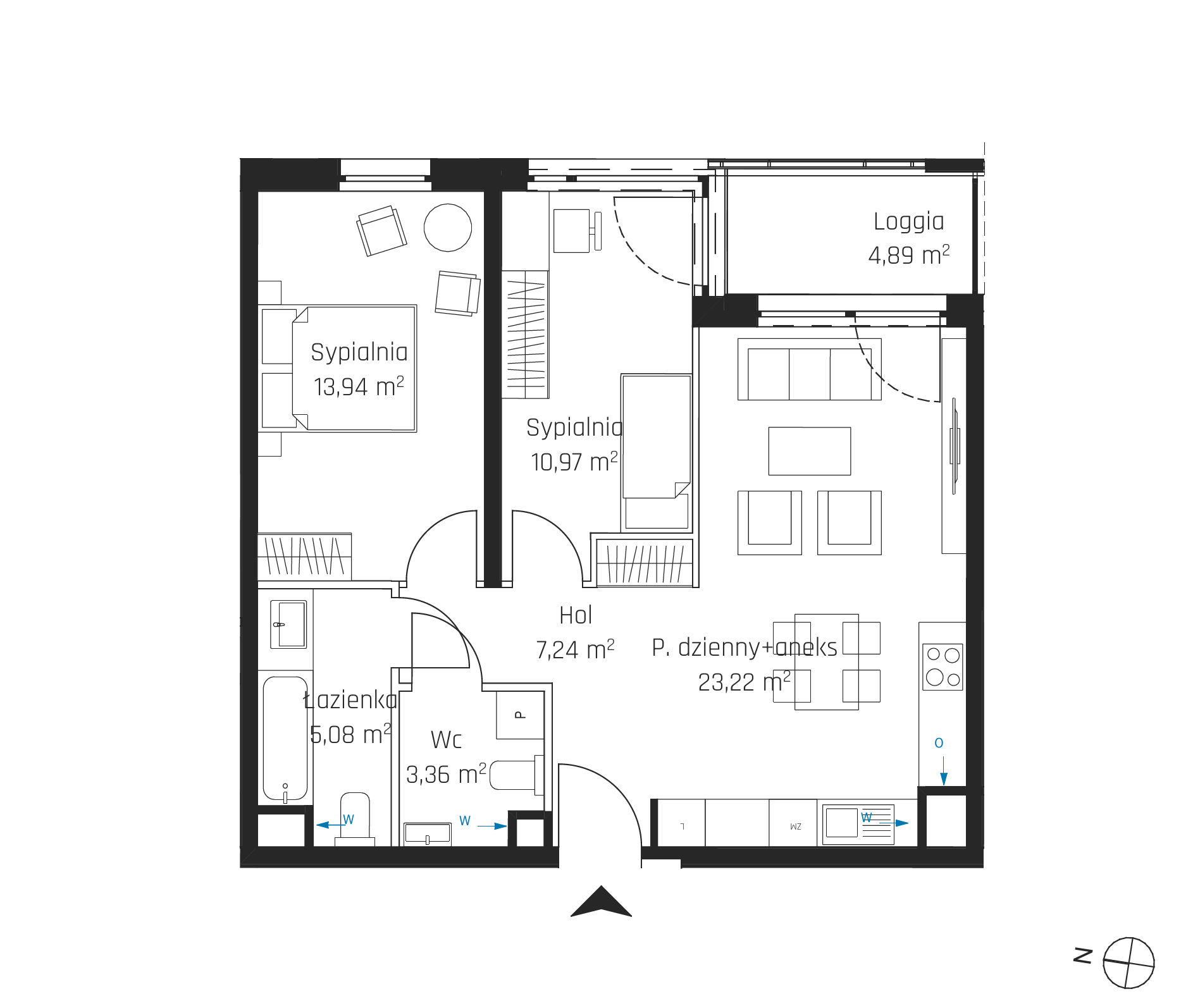 Plan 3 pok. 64m²