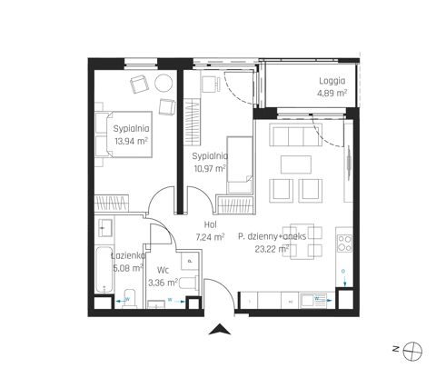Plan 3 pok. 64m²