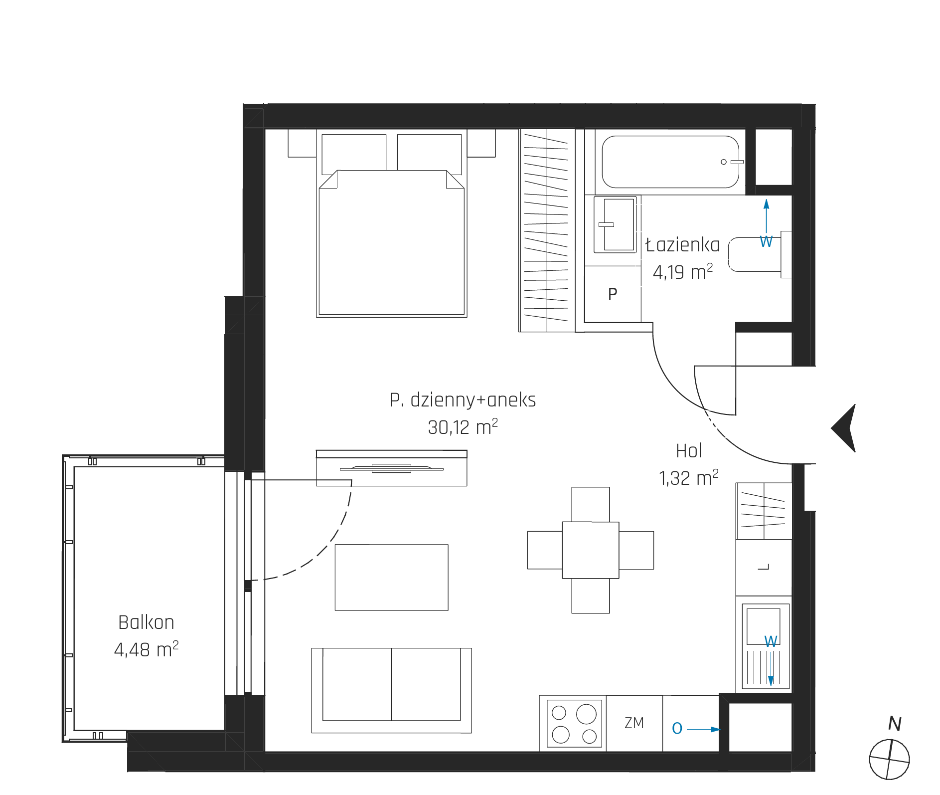 Plan 1 pok. 36m²