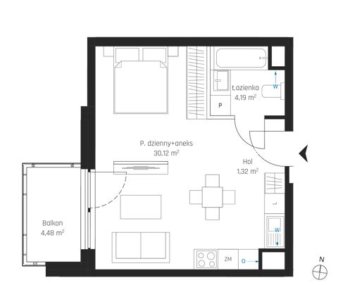 Plan 1 pok. 36m²