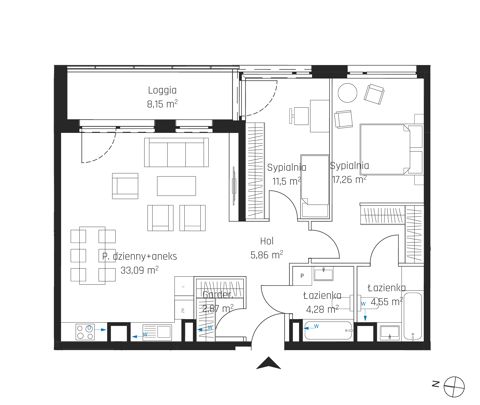 Plan 3 pok. 79m²