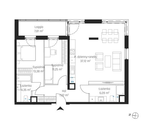 Plan 3 pok. 79m²