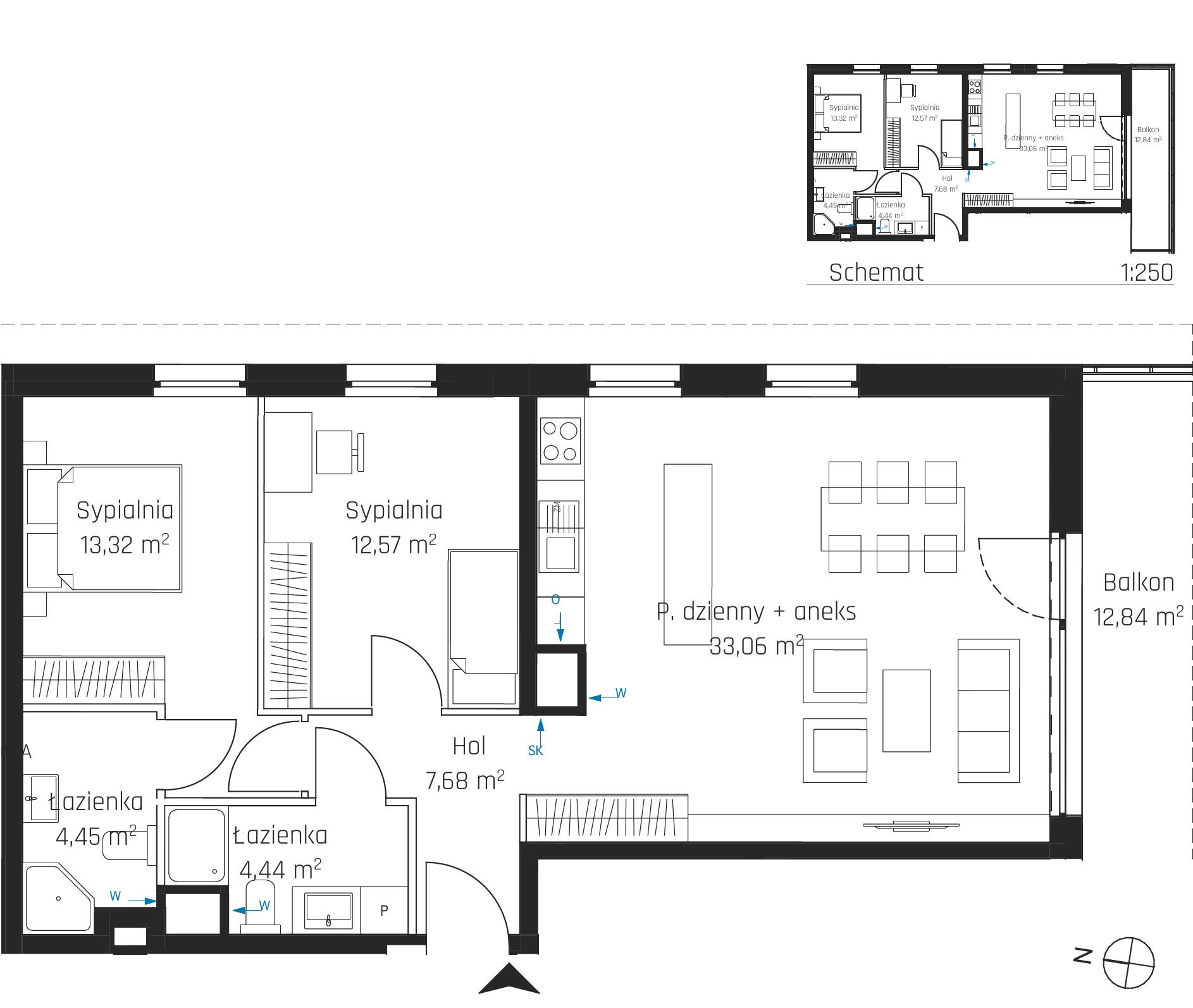 Plan 3 pok. 76m²