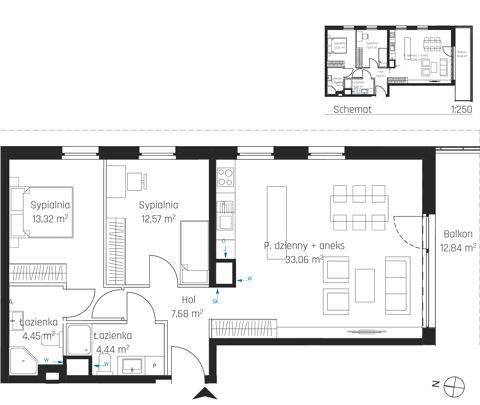 Plan 3 pok. 76m²