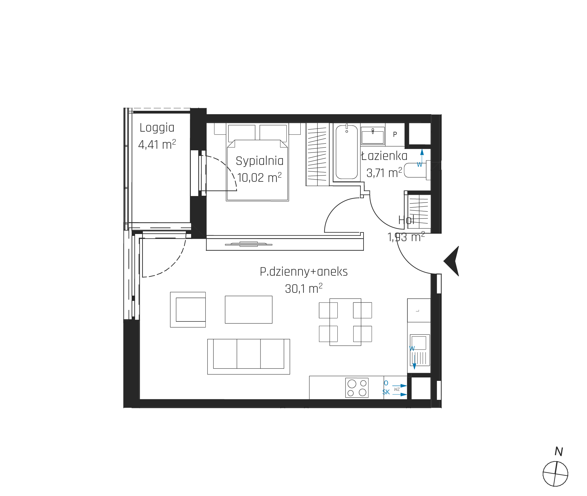 Plan 2 pok. 46m²