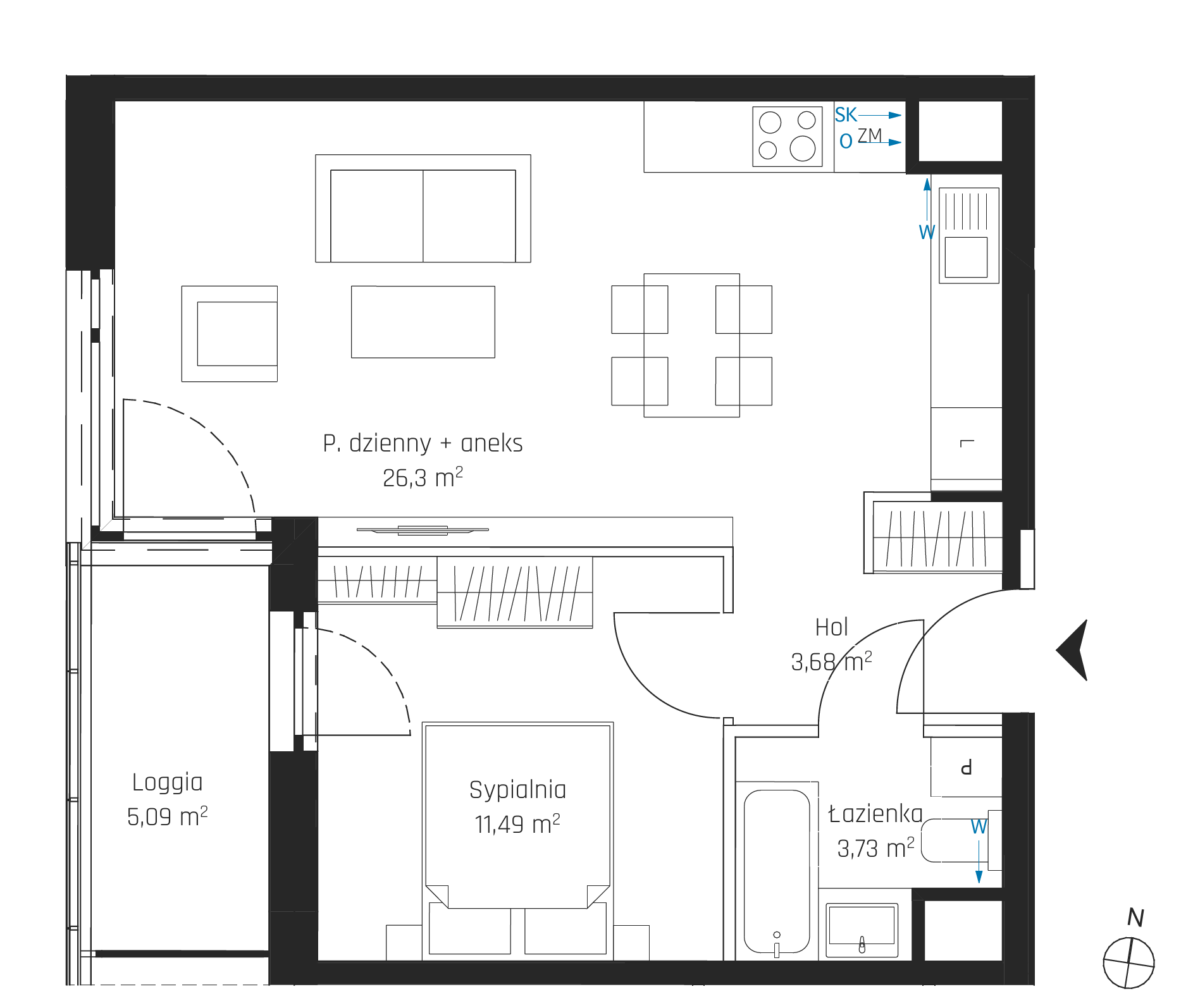 Plan 2 pok. 45m²