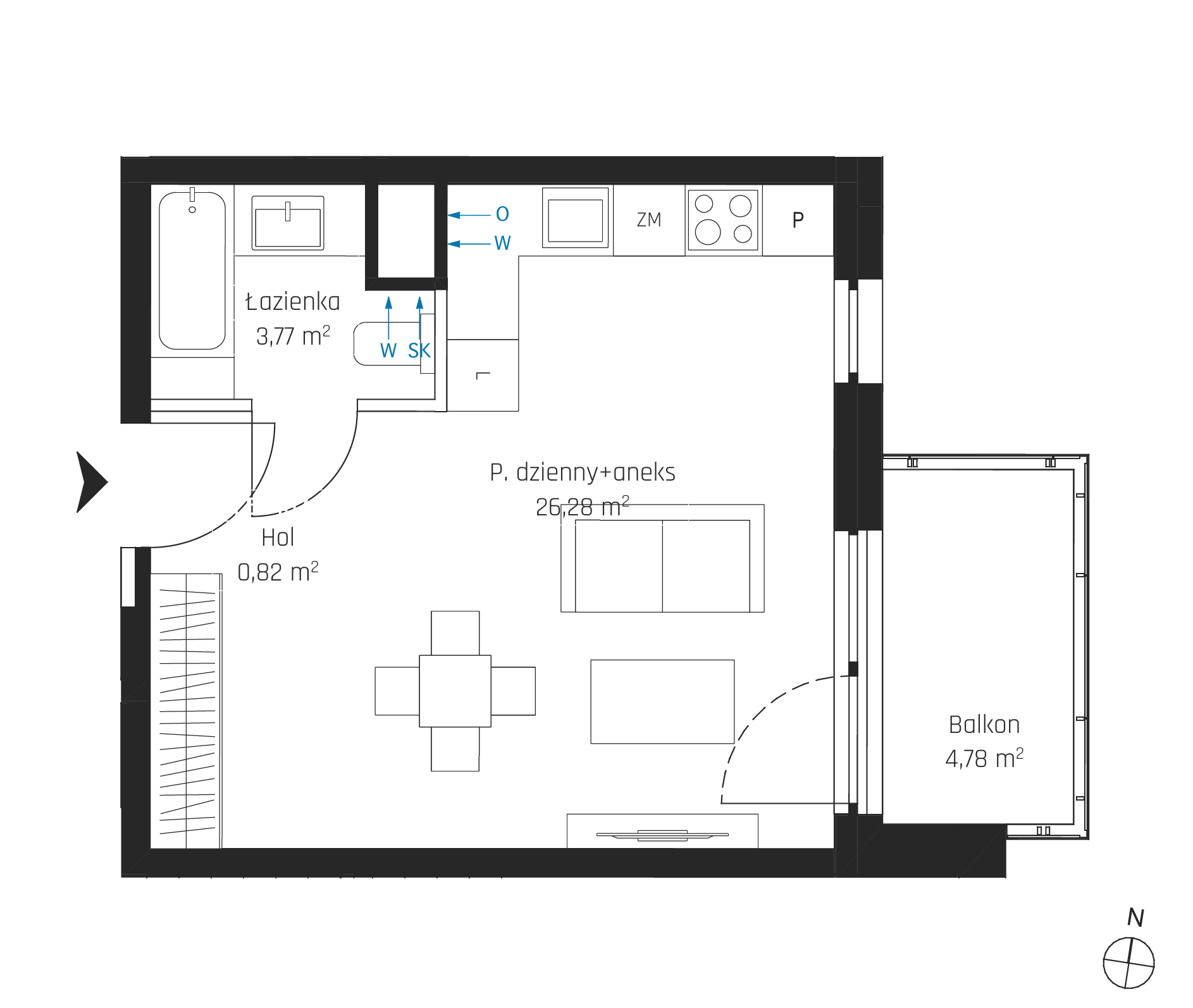 Plan 1 pok. 29m²