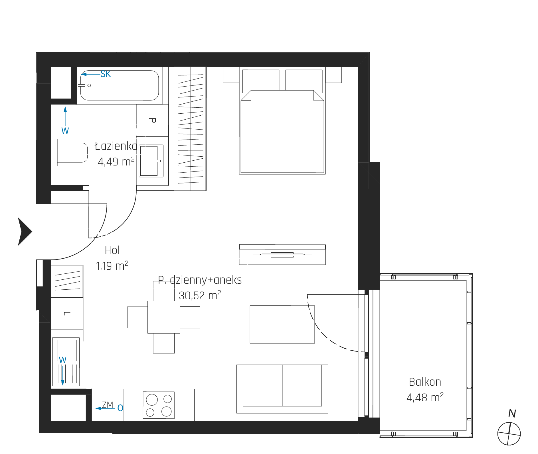 Plan 1 pok. 36m²