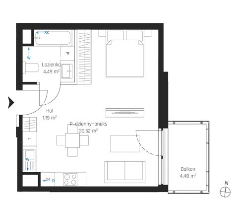 Plan 1 pok. 36m²