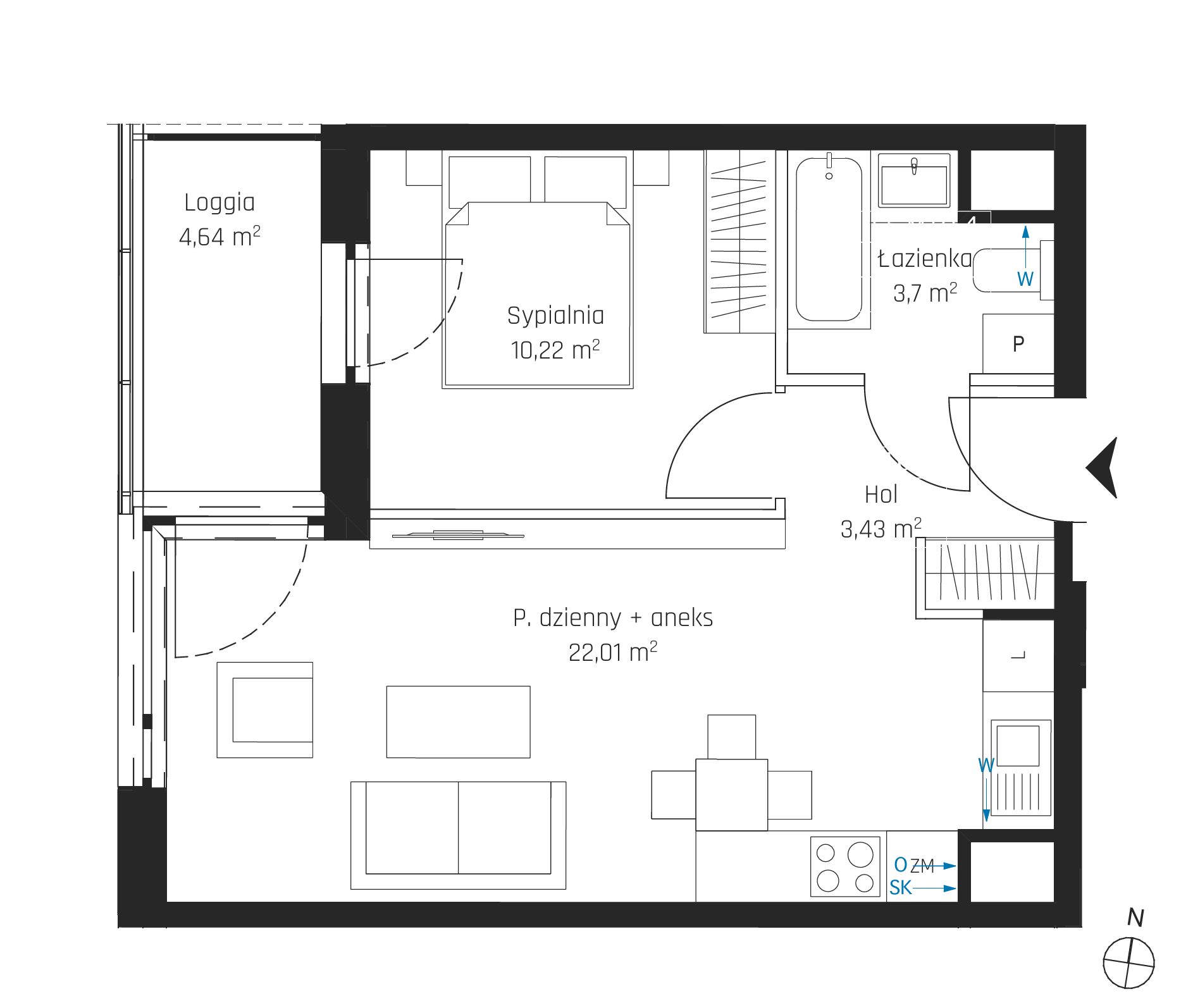 Plan 2 pok. 39m²