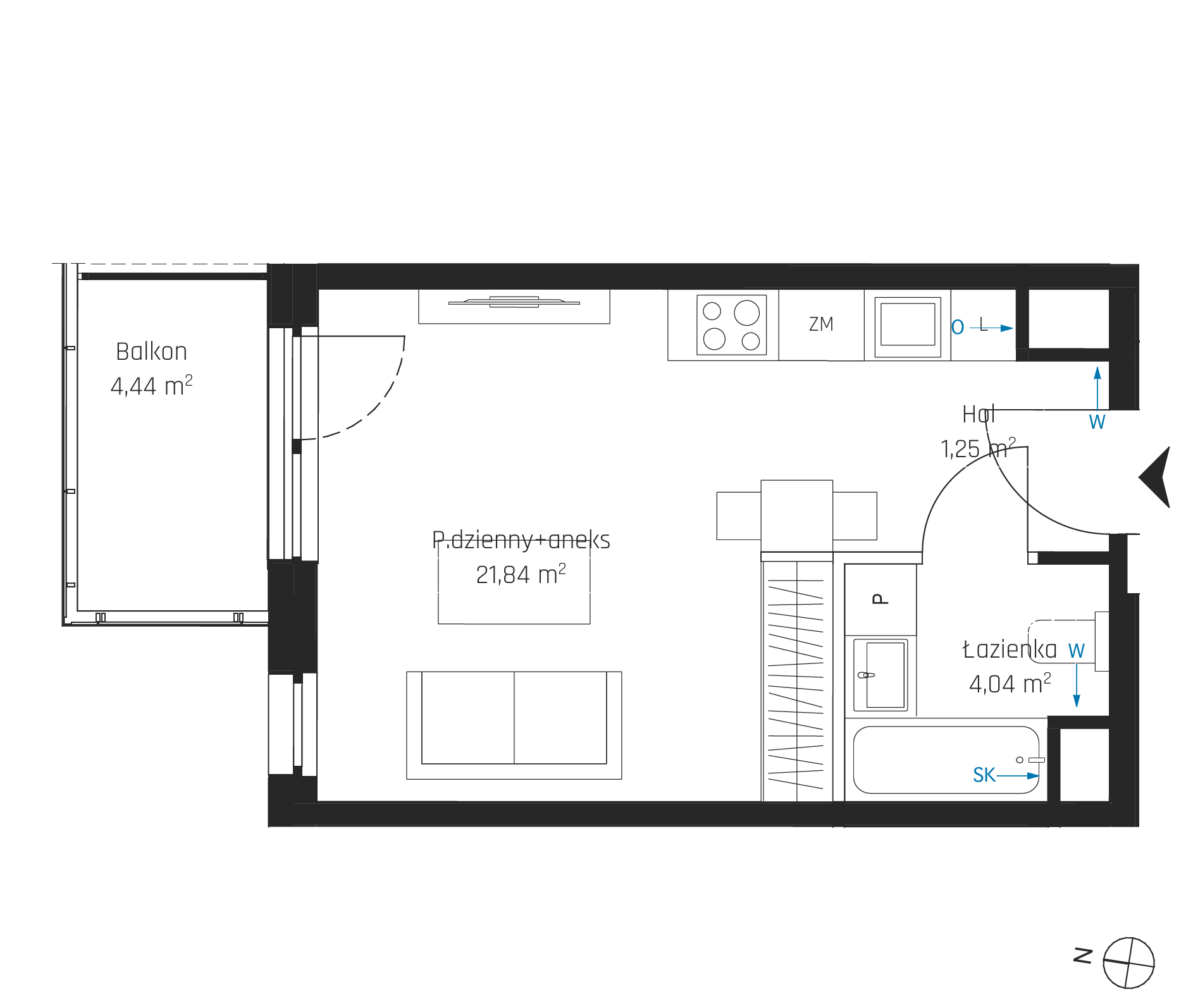 Plan 1 pok. 27m²