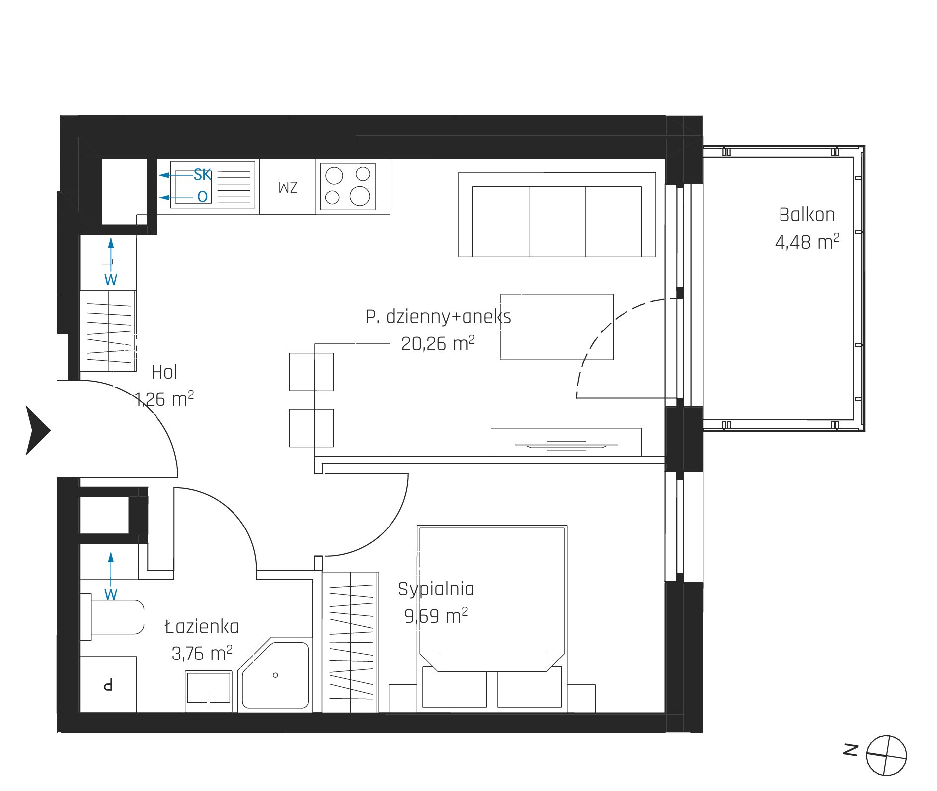 Plan 2 pok. 35m²