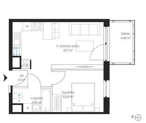 Plan 2 pok. 37m²
