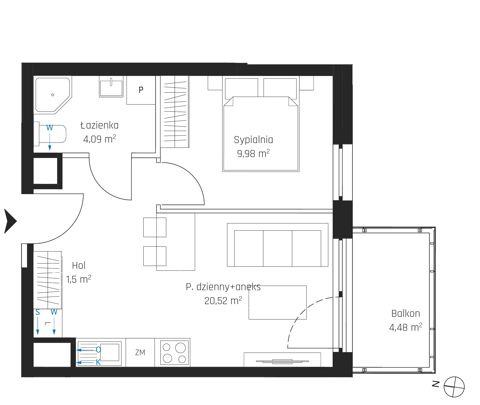 Plan 2 pok. 36m²