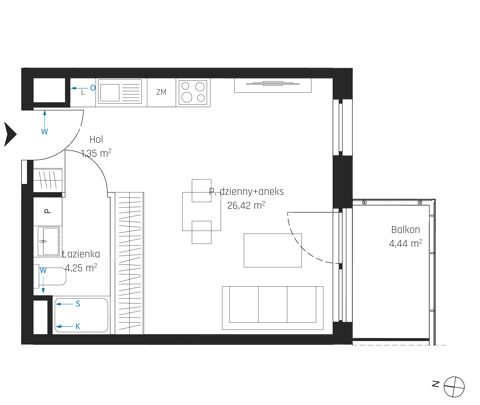 Plan 1 pok. 32m²