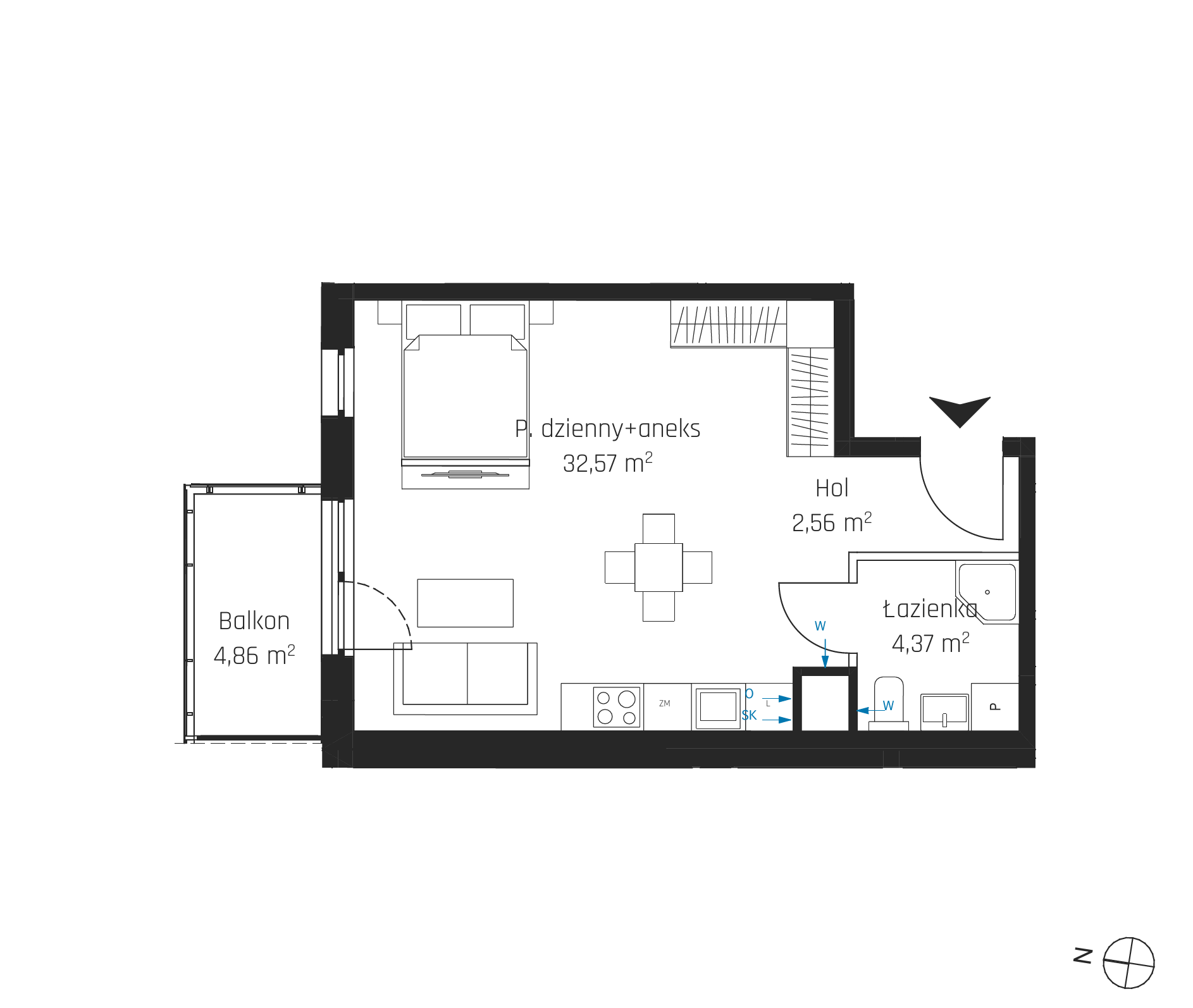 Plan 1 pok. 40m²