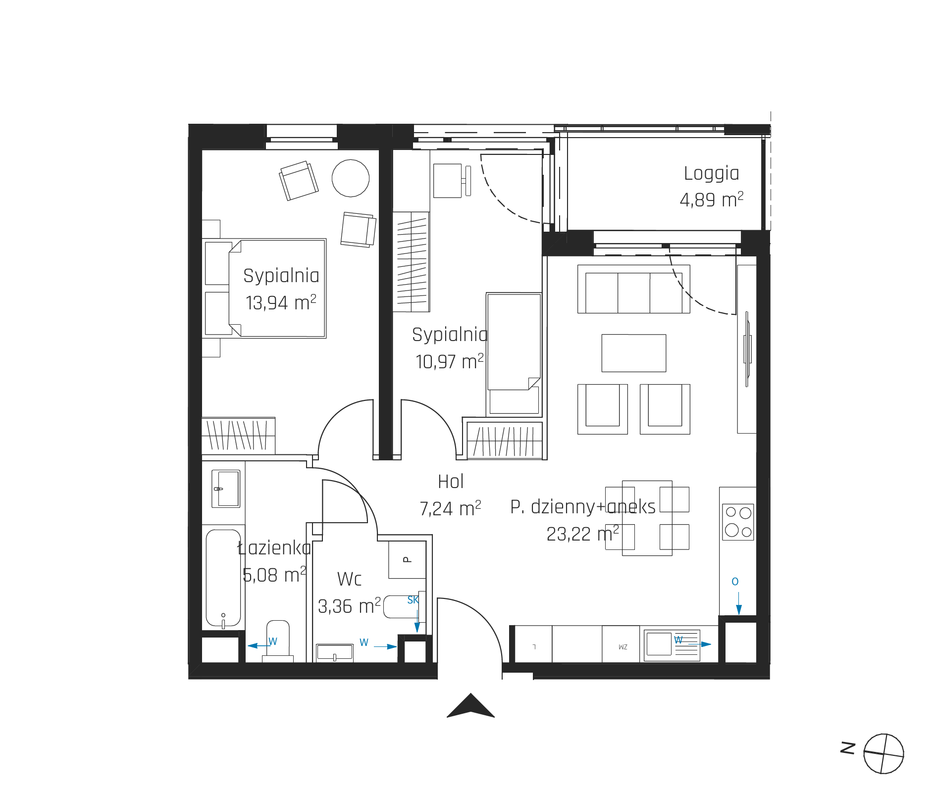 Plan 3 pok. 64m²