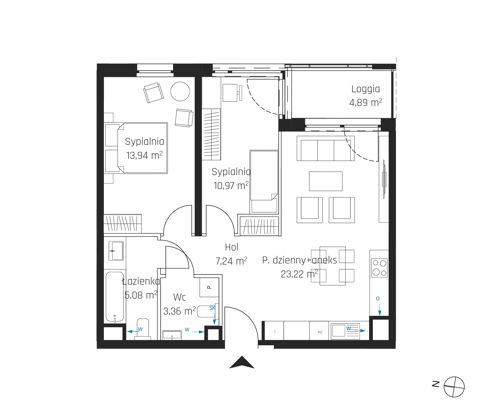 Plan 3 pok. 64m²