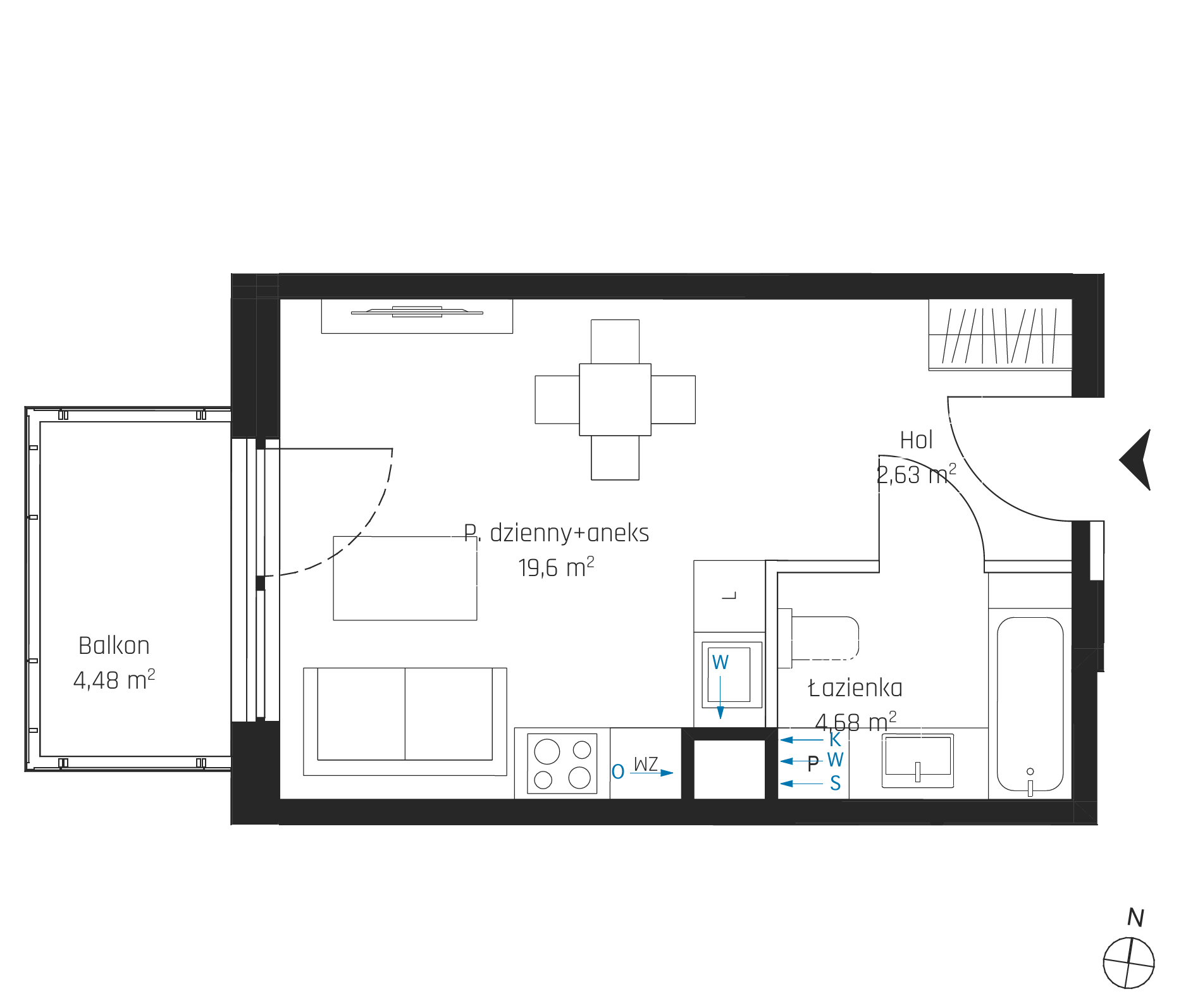Plan 1 pok. 26m²