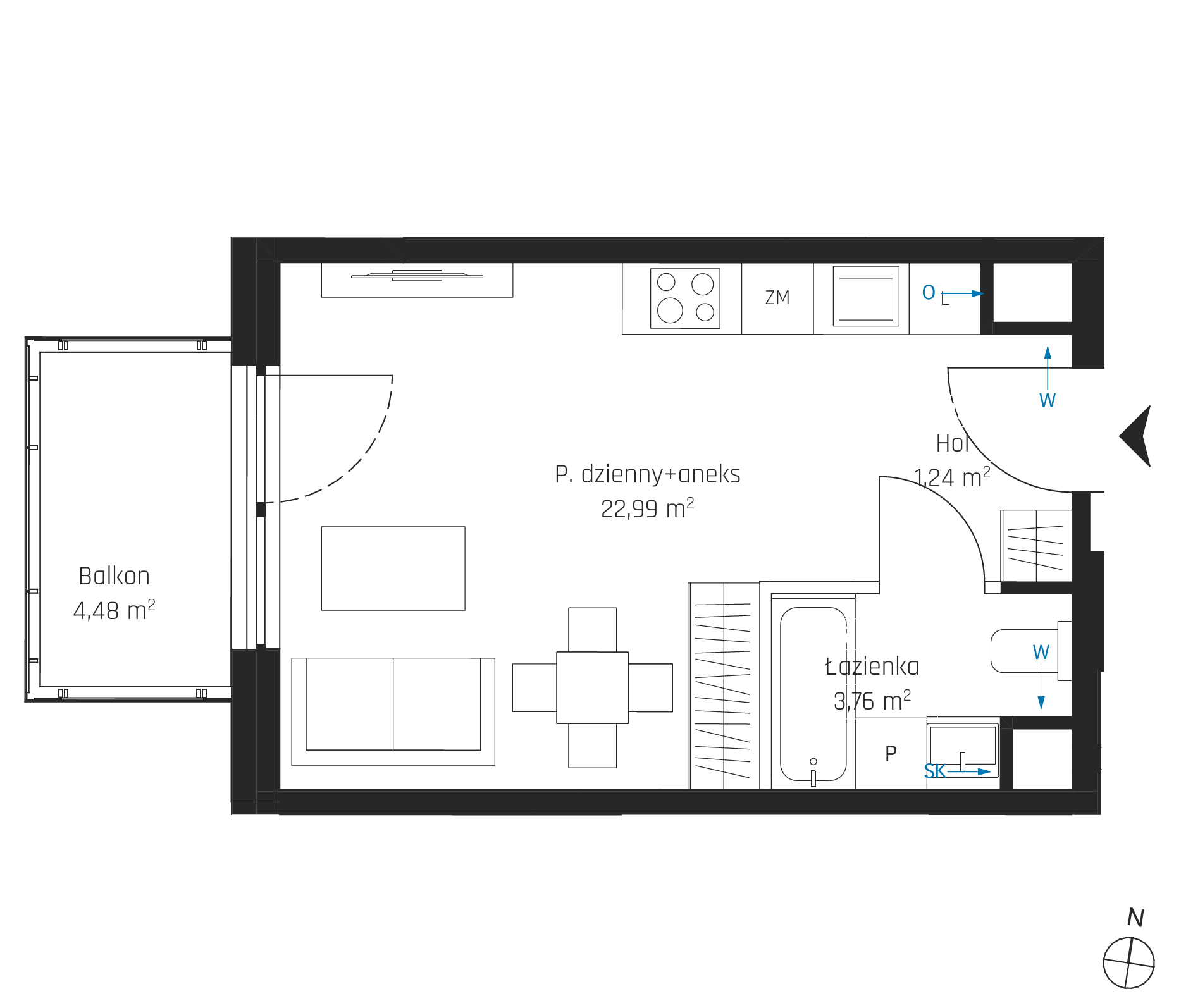 Plan 1 pok. 27m²