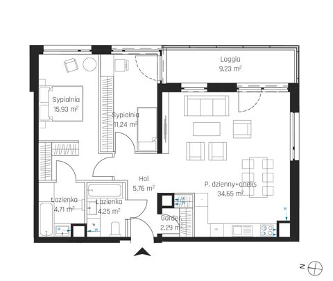 Plan 3 pok. 79m²