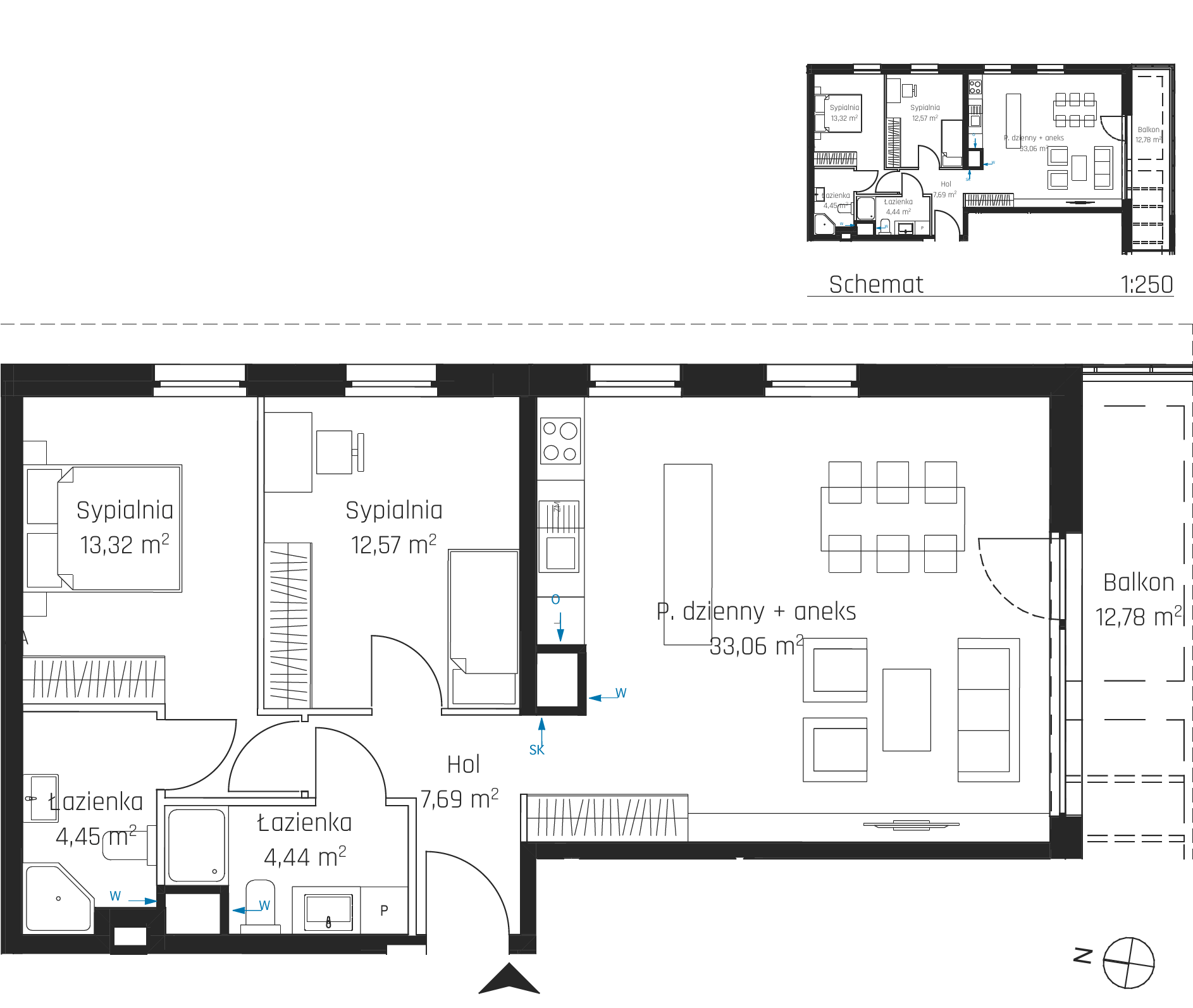 Plan 3 pok. 76m²