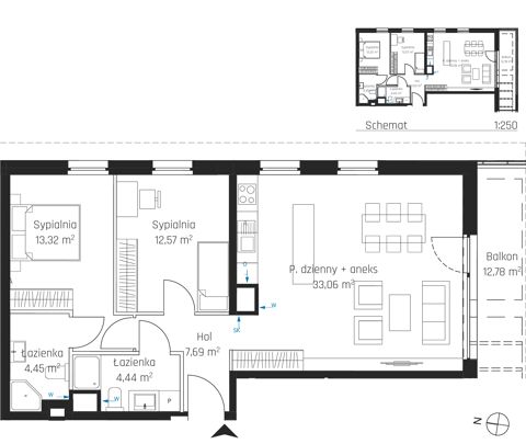 Plan 3 pok. 76m²