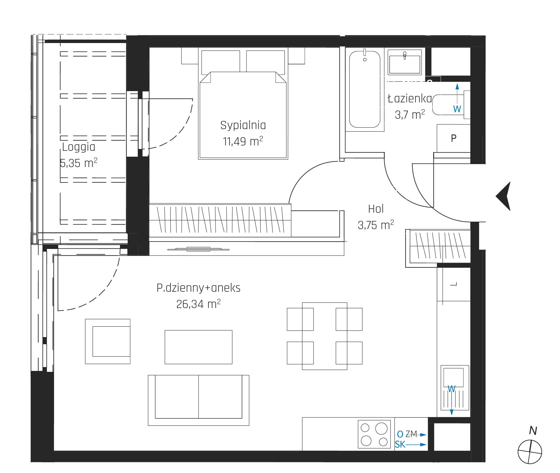 Plan 2 pok. 45m²