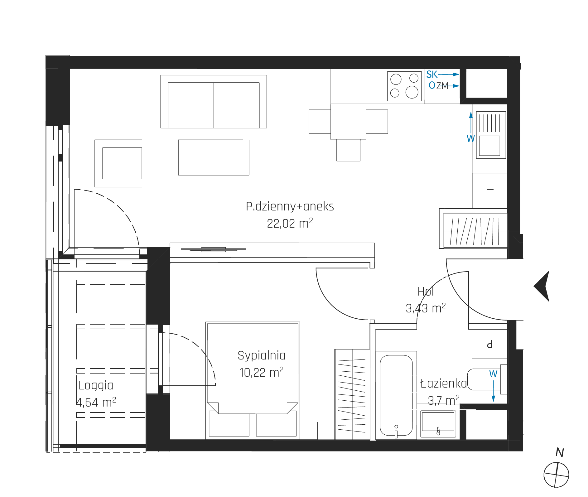 Plan 2 pok. 39m²