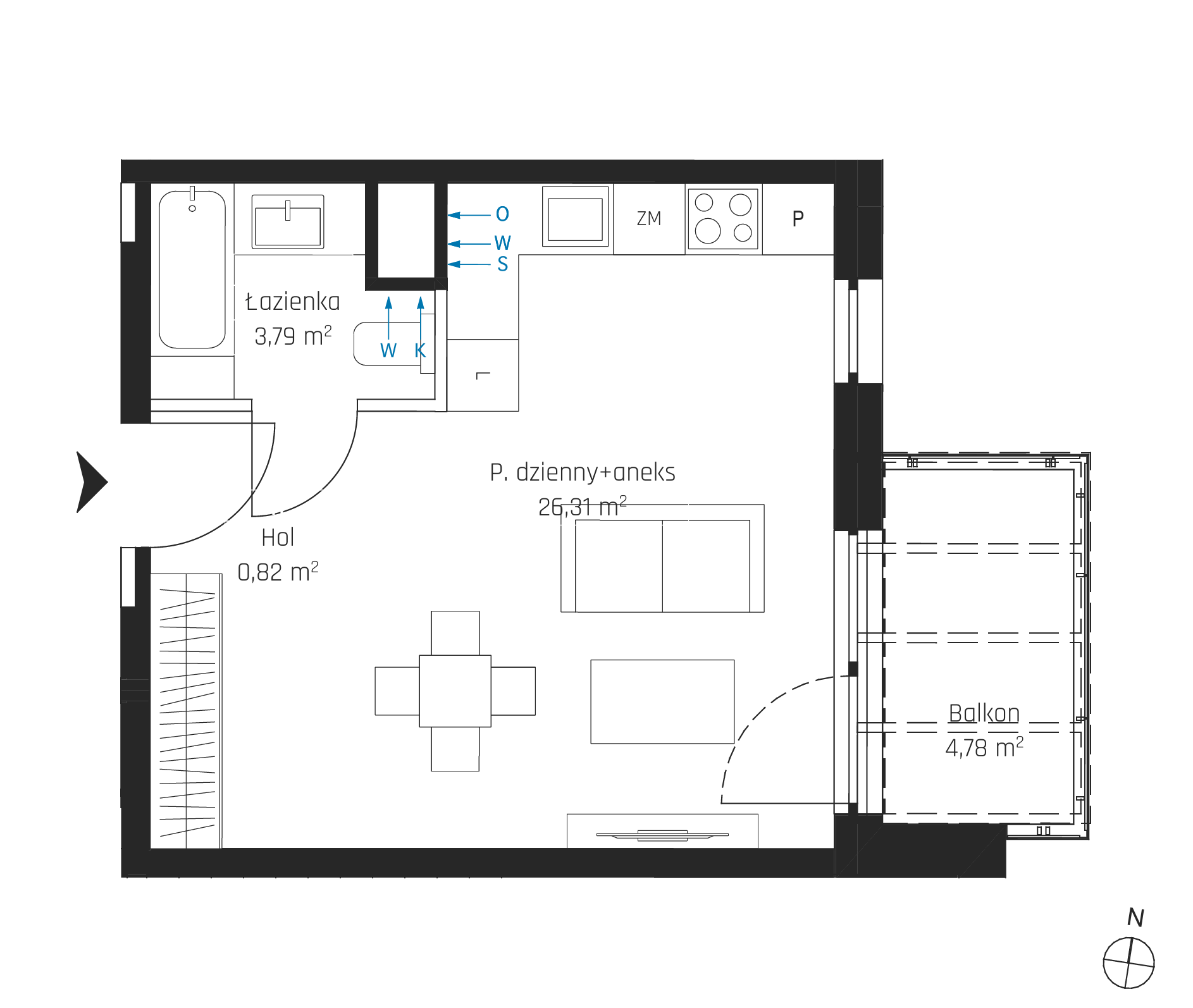 Plan 1 pok. 29m²