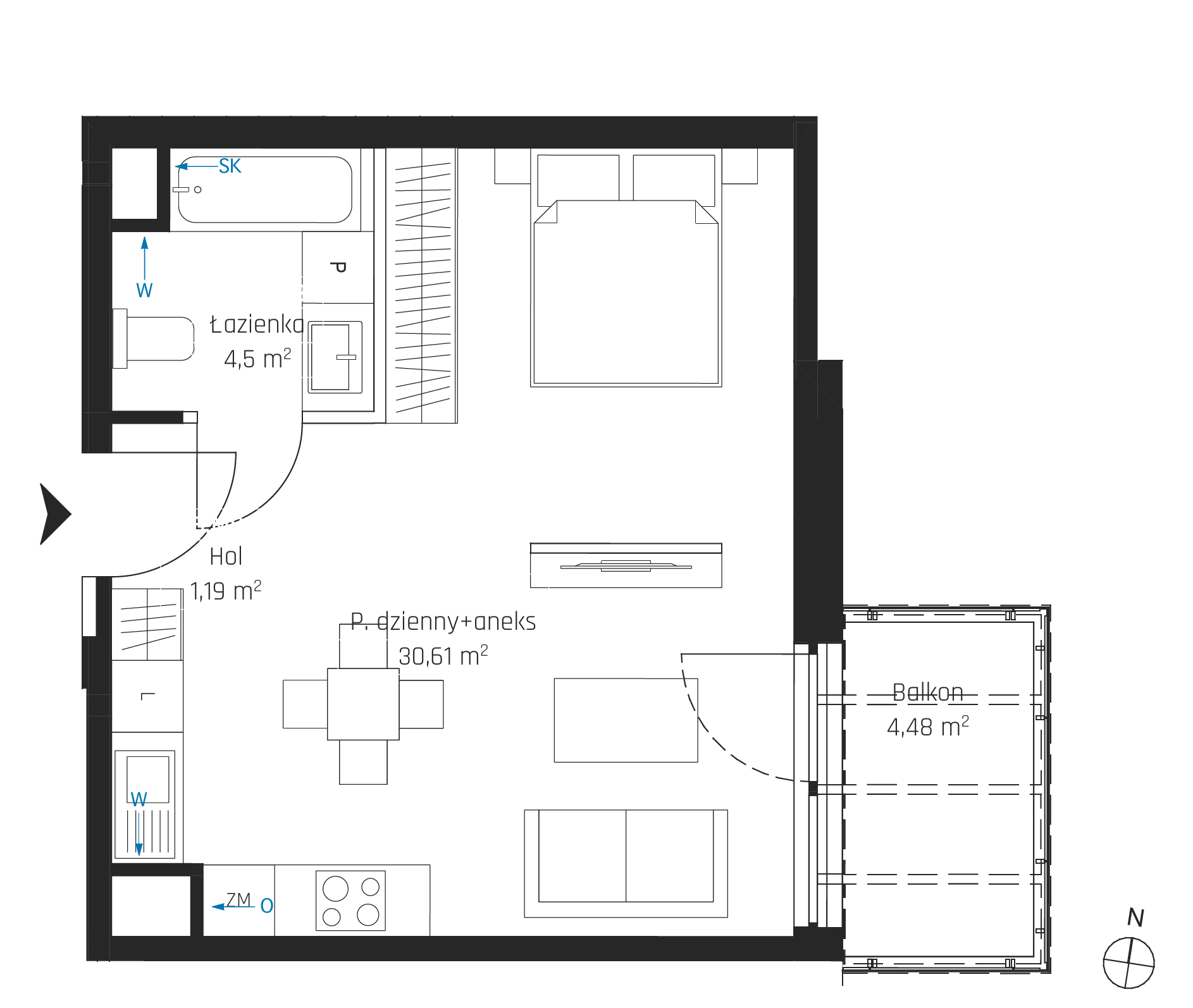 Plan 1 pok. 36m²