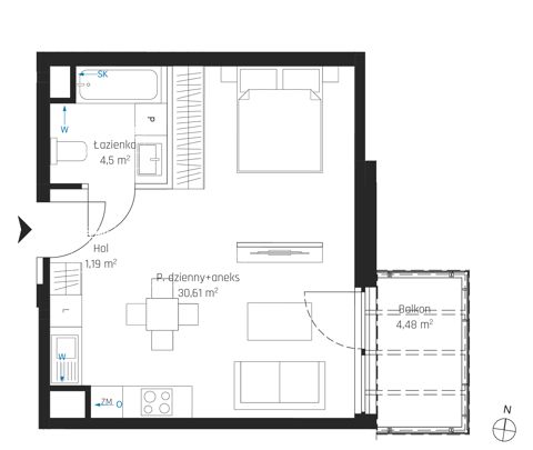 Plan 1 pok. 36m²