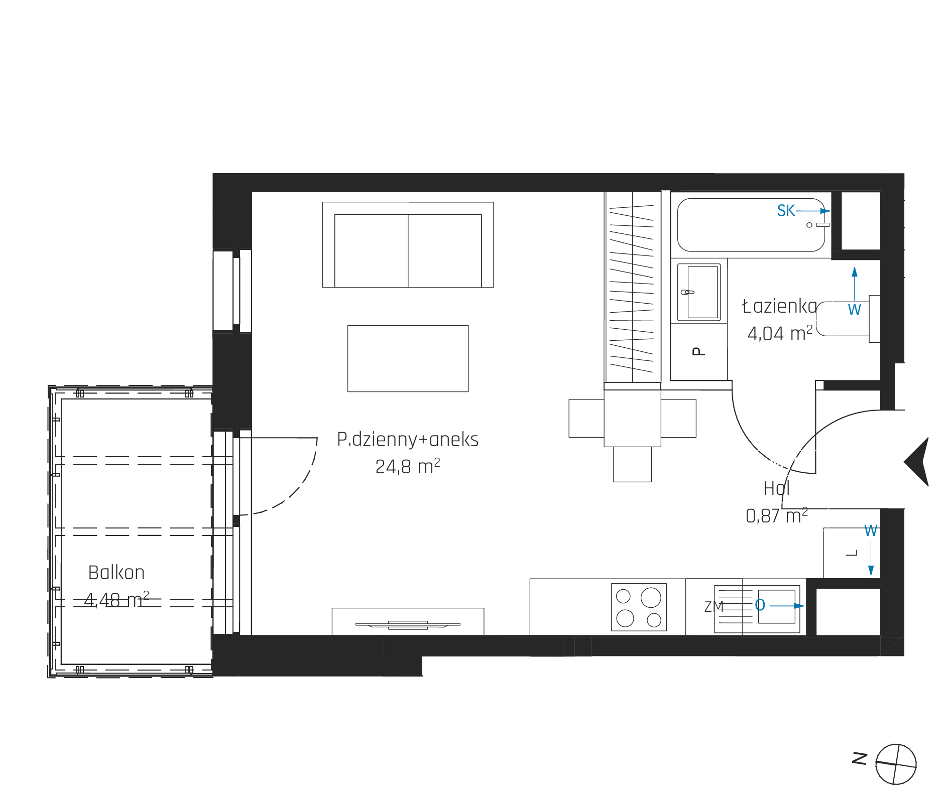 Plan 1 pok. 30m²