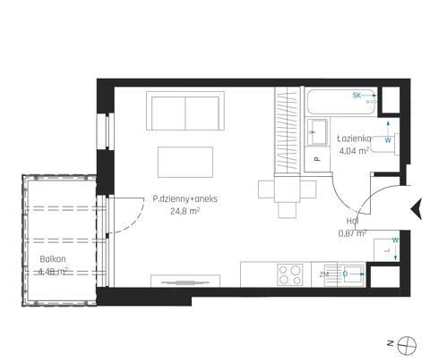 Plan 1 pok. 30m²