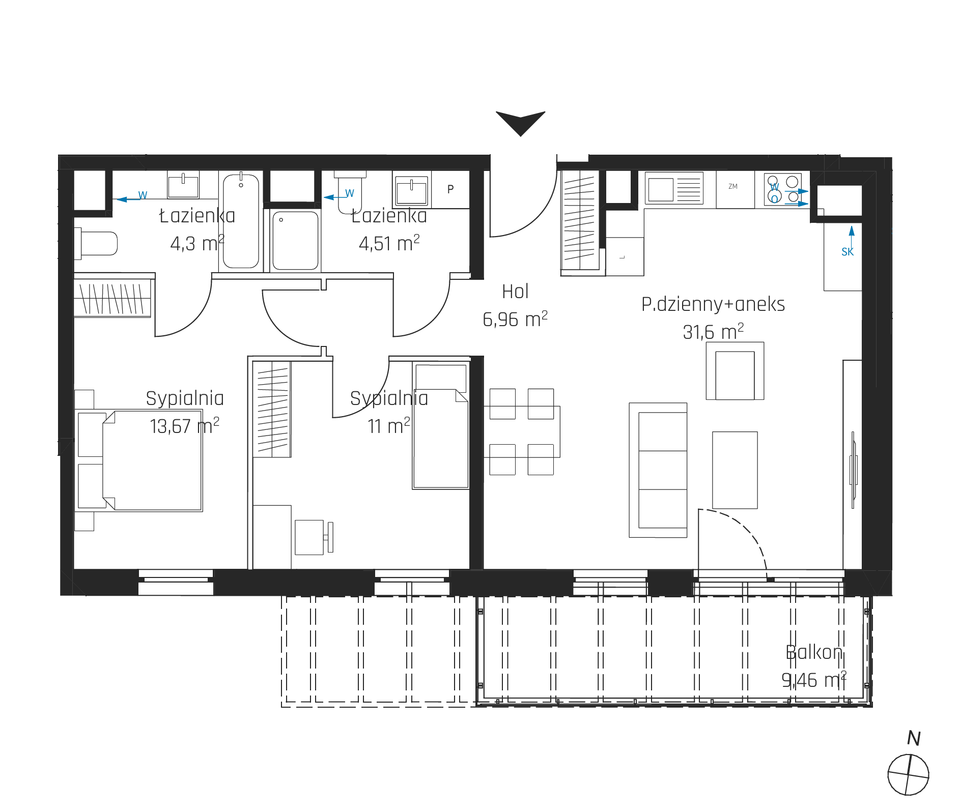 Plan 3 pok. 72m²