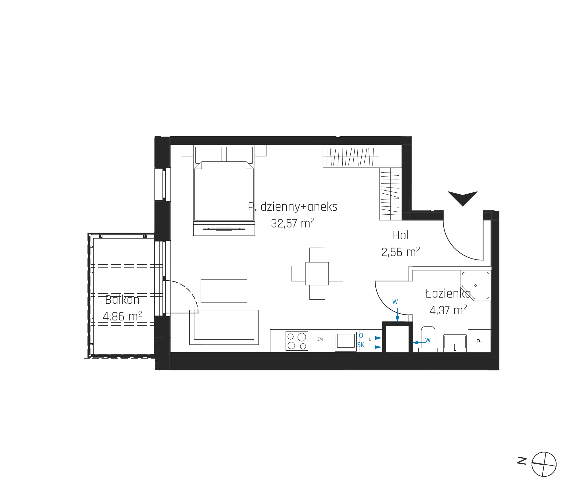 Plan 1 pok. 40m²