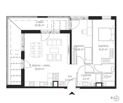 Plan 3 pok. 77m²