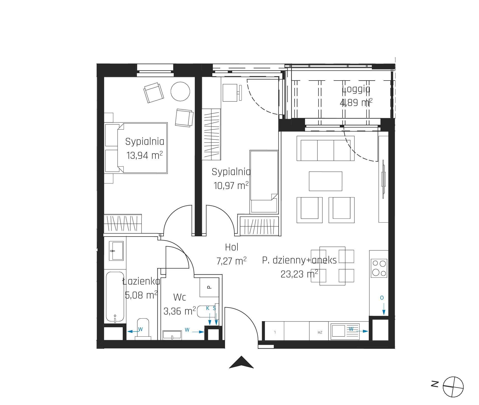 Plan 3 pok. 64m²