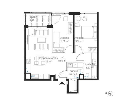 Plan 3 pok. 67m²