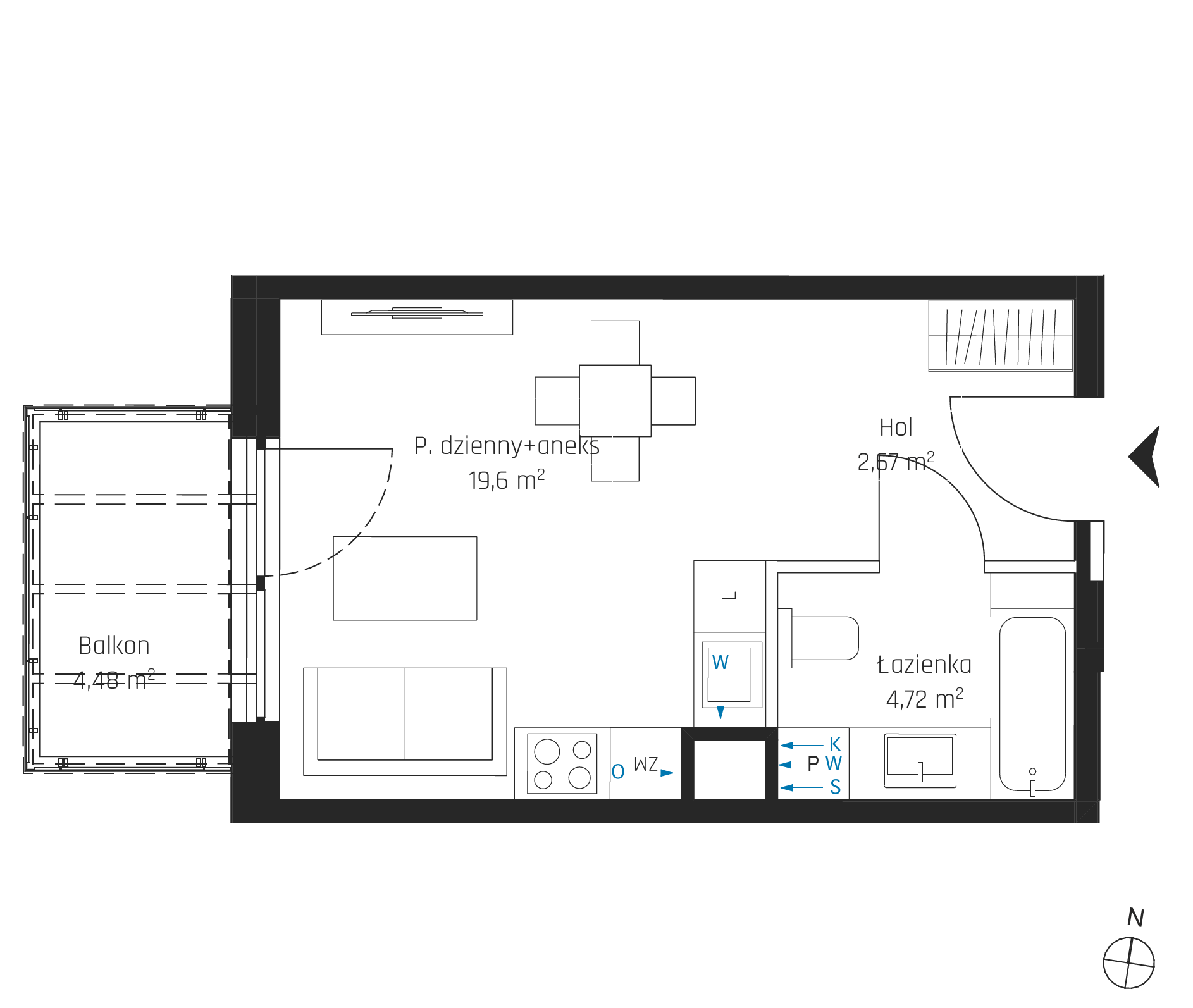 Plan 1 pok. 26m²