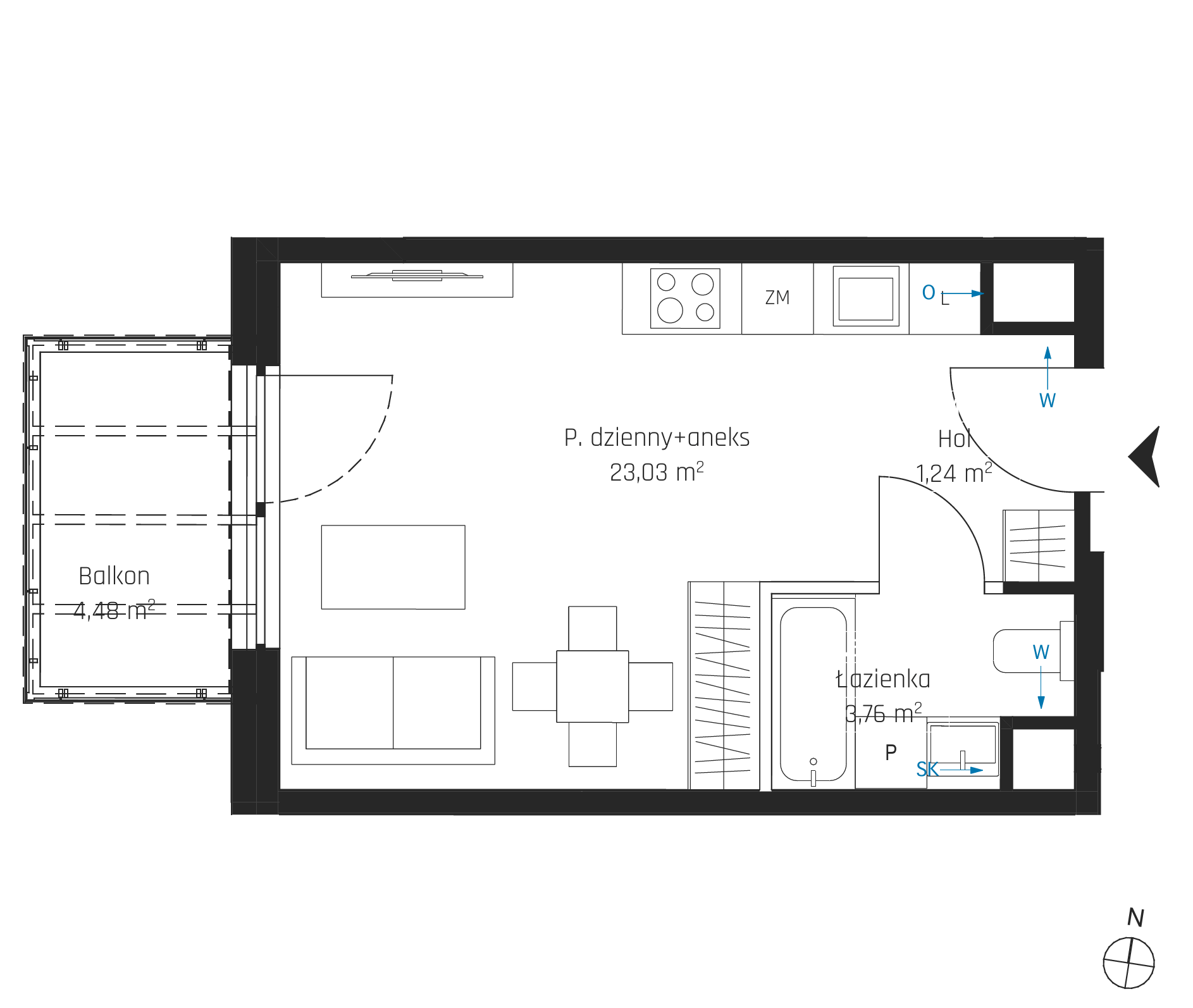 Plan 1 pok. 27m²