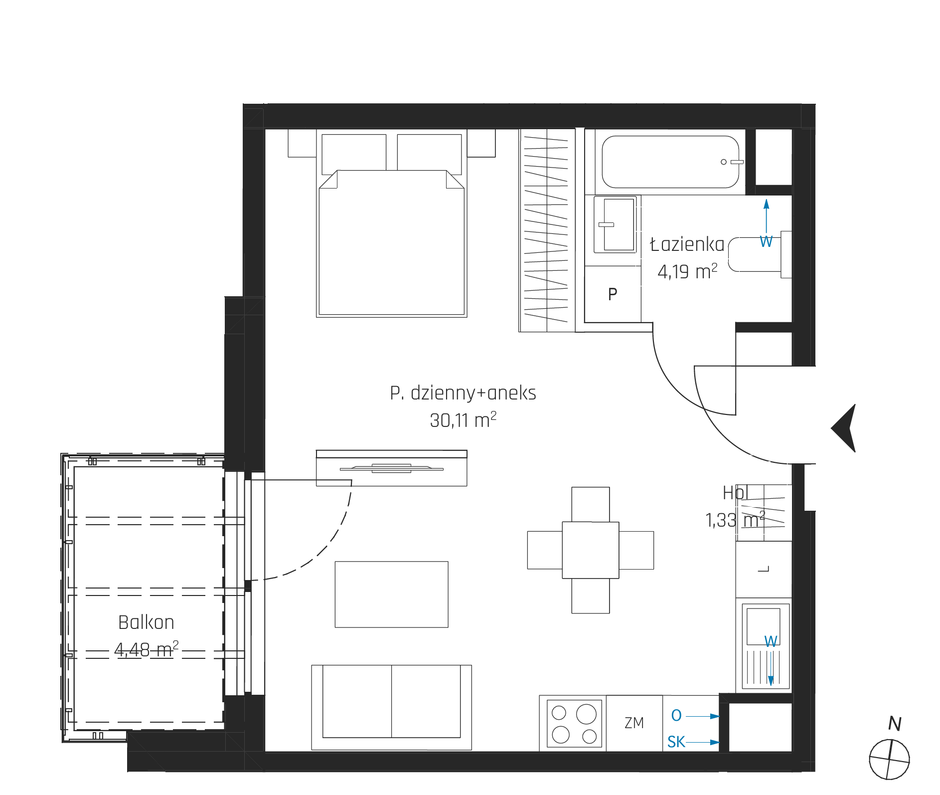 Plan 1 pok. 36m²