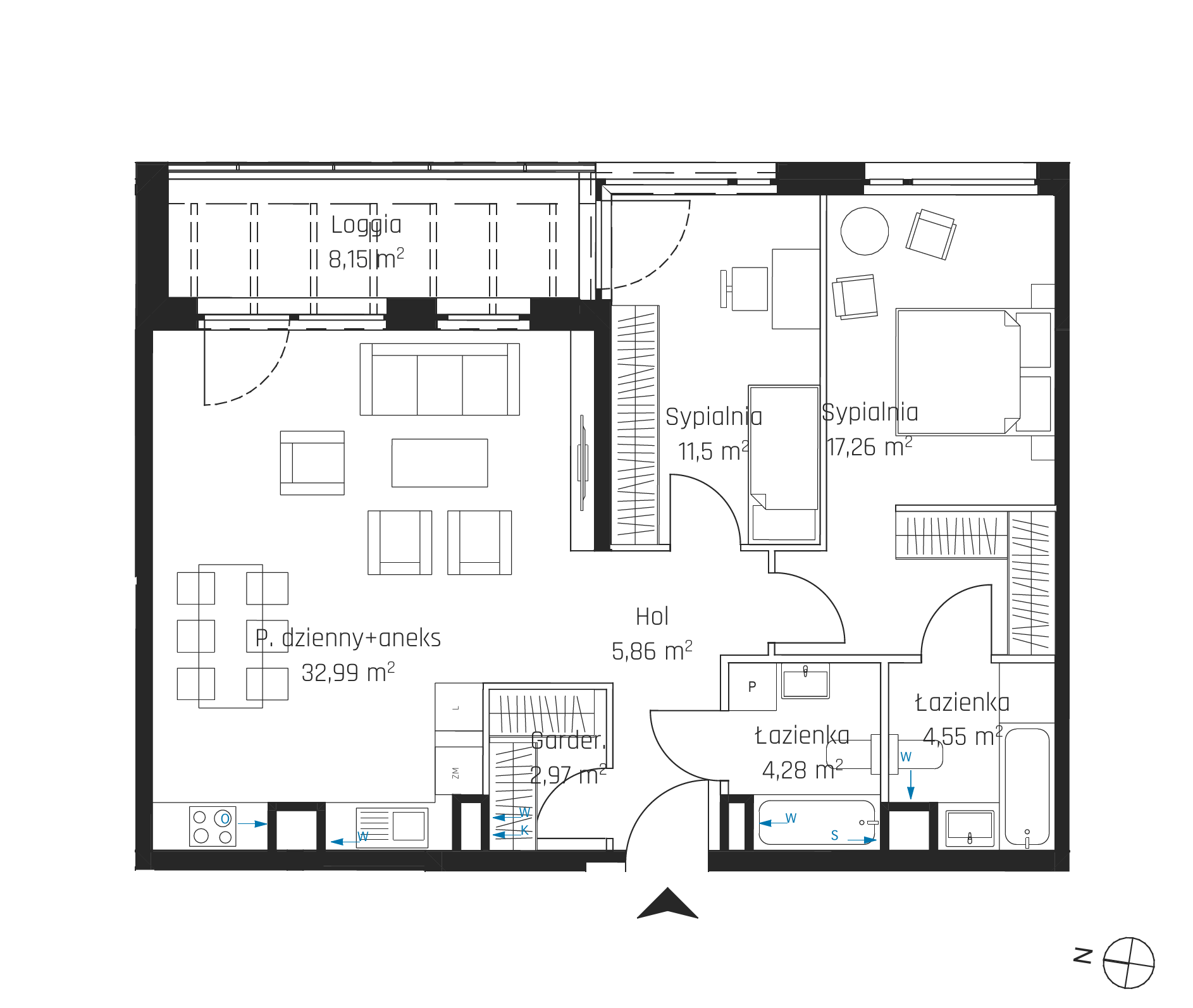 Plan 3 pok. 79m²