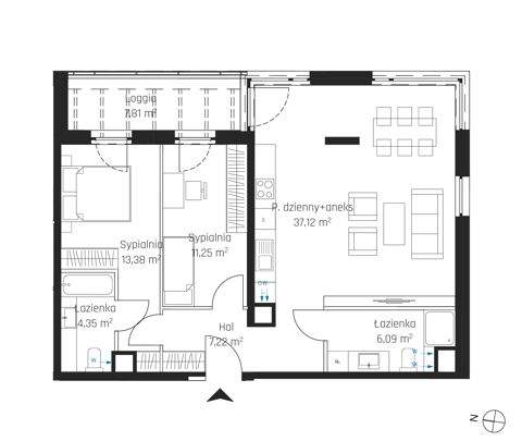 Plan 3 pok. 79m²