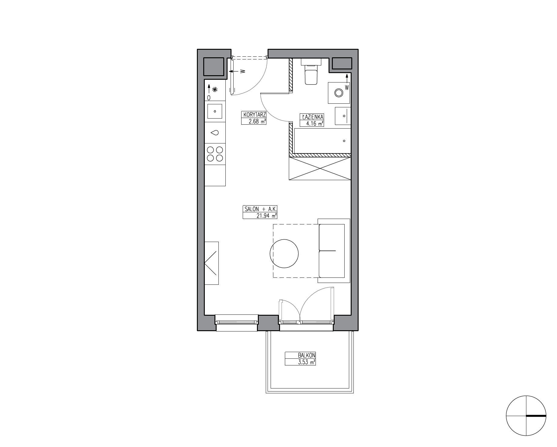 Plan 1 pok. 29m²