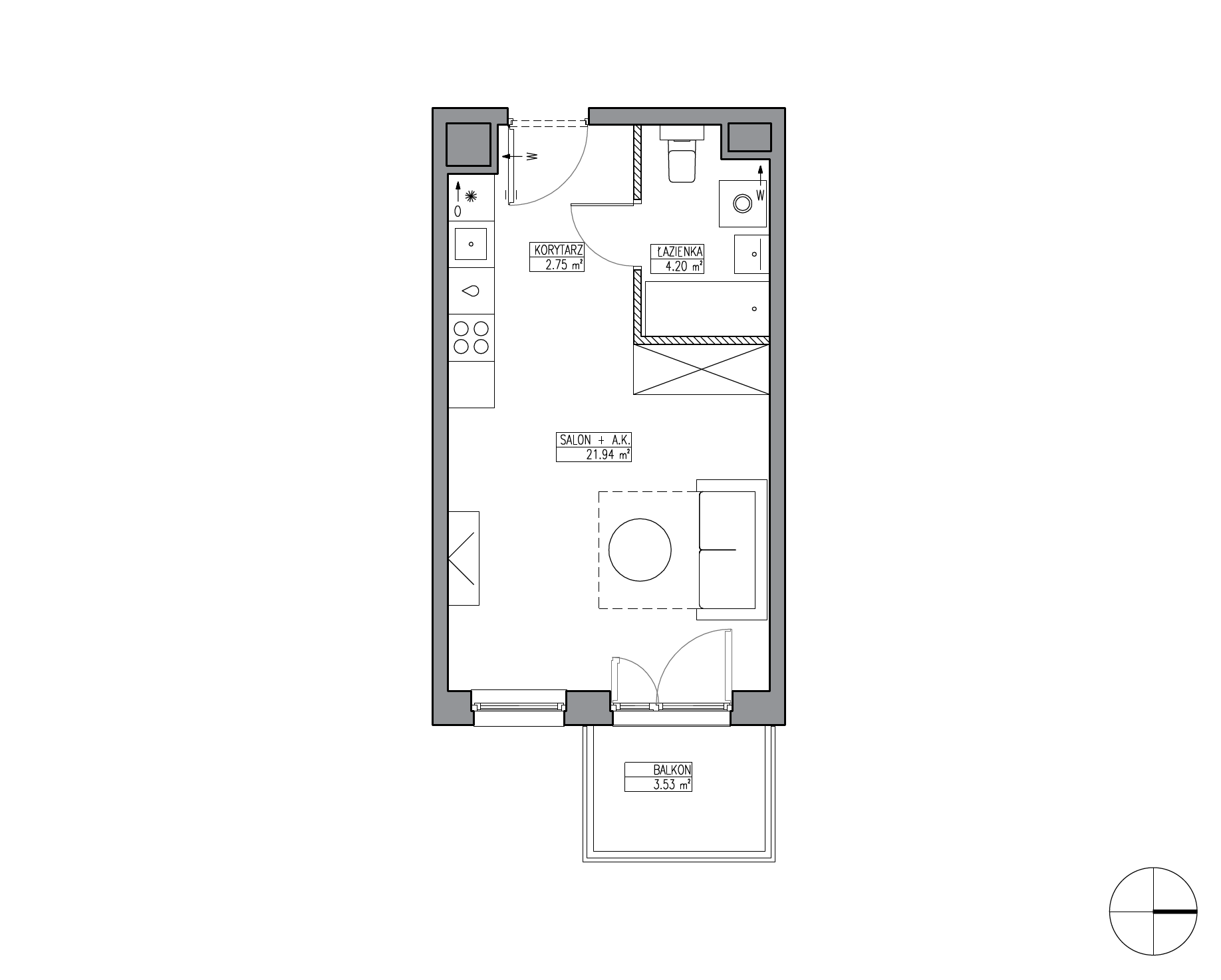 Plan 1 pok. 29m²