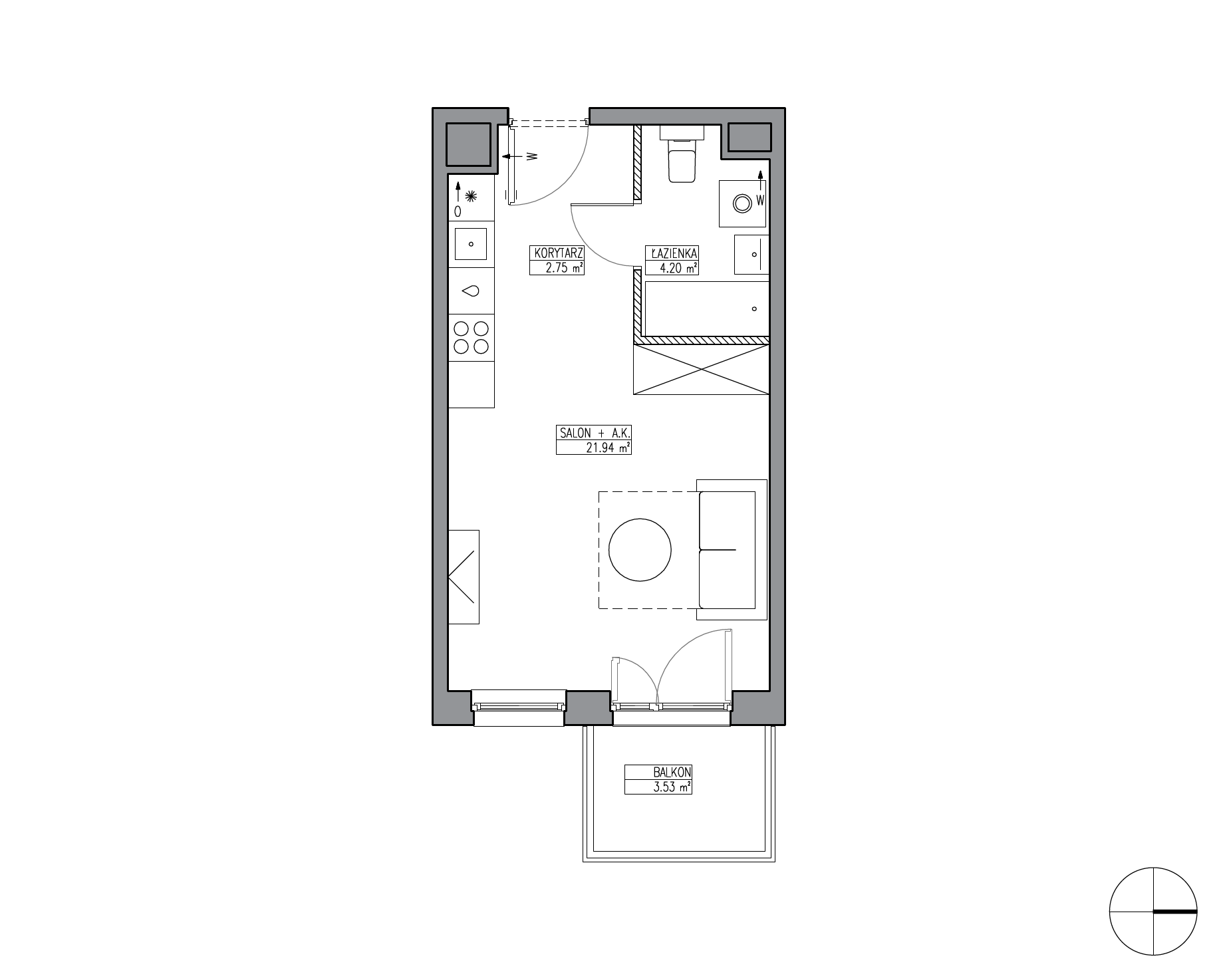Plan 1 pok. 29m²