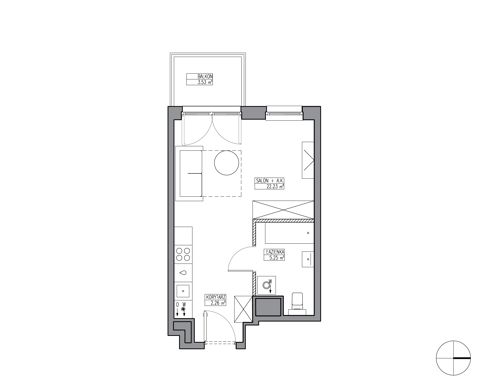 Plan 1 pok. 30m²