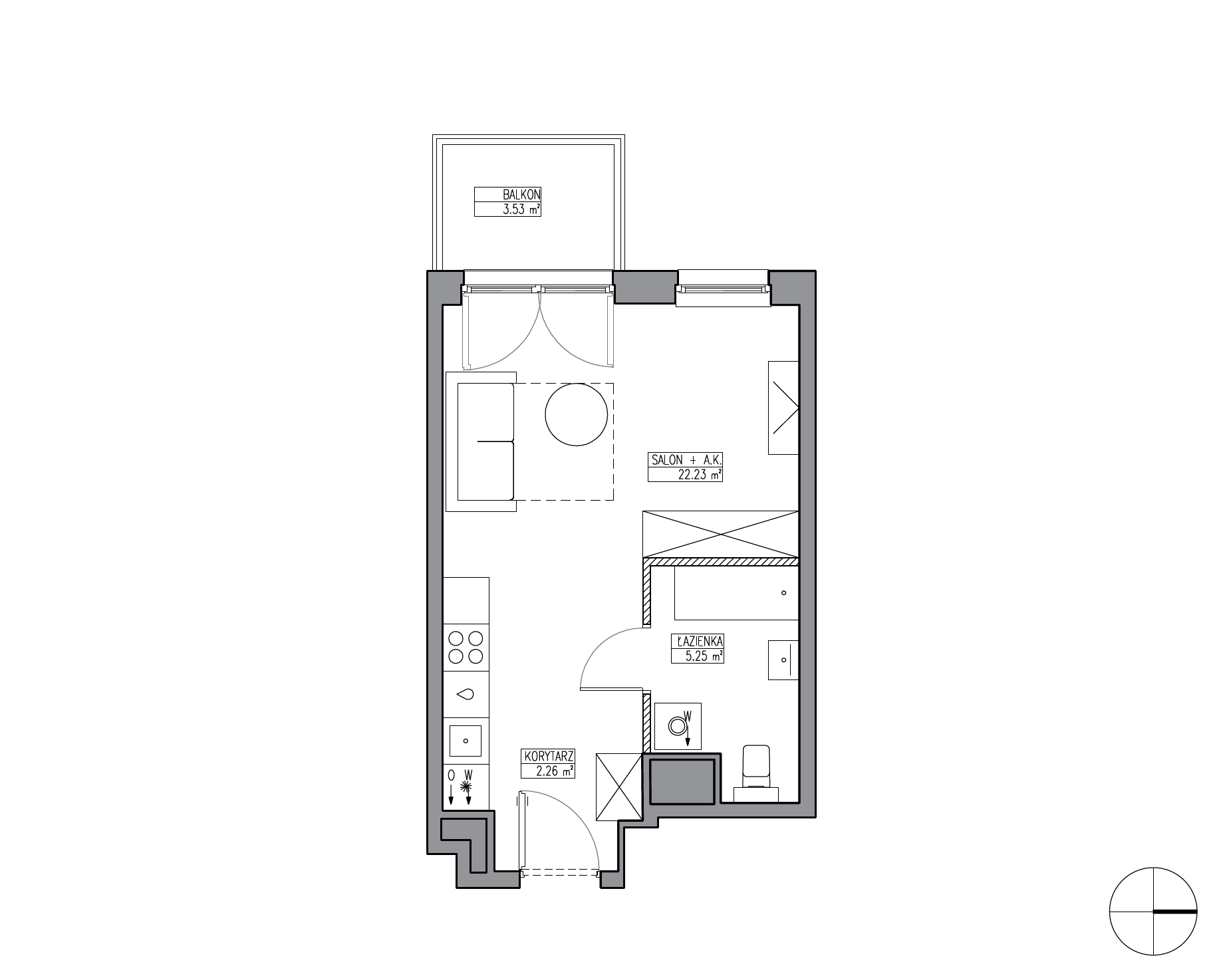Plan 1 pok. 30m²