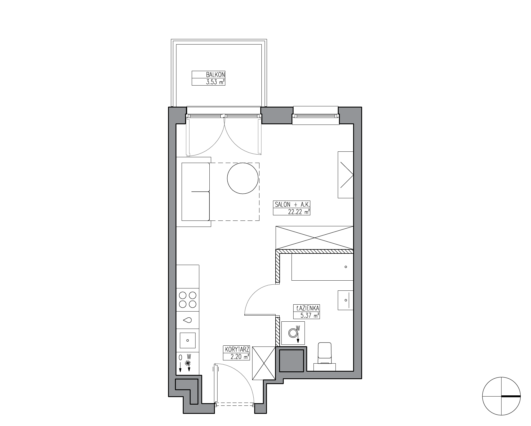 Plan 1 pok. 30m²